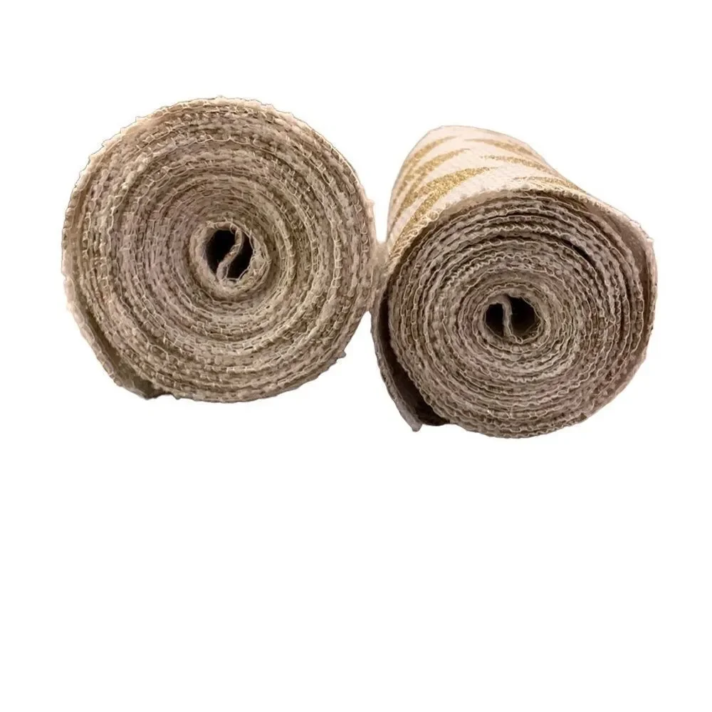 NWT Cream Gold Jute Burlap Ribbon 5 Inches‎ x 10 Feet (one roll is 9 feet)